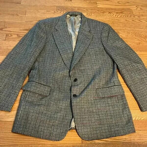 [45Tall]Paul Stuart Tweed Plaid Wool  Blazer Sport Coat